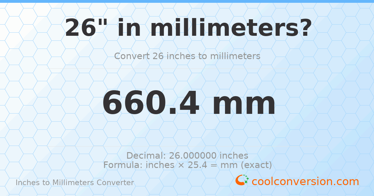 26 inches to mm — 660.4 mm