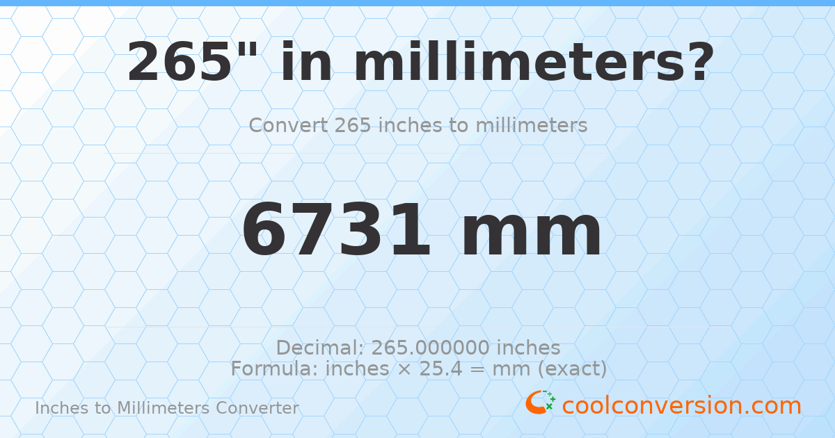 265 inches to mm — 6731 mm