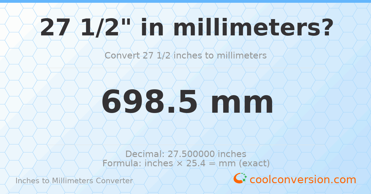 27 1/2 inches to mm — 698.5 mm