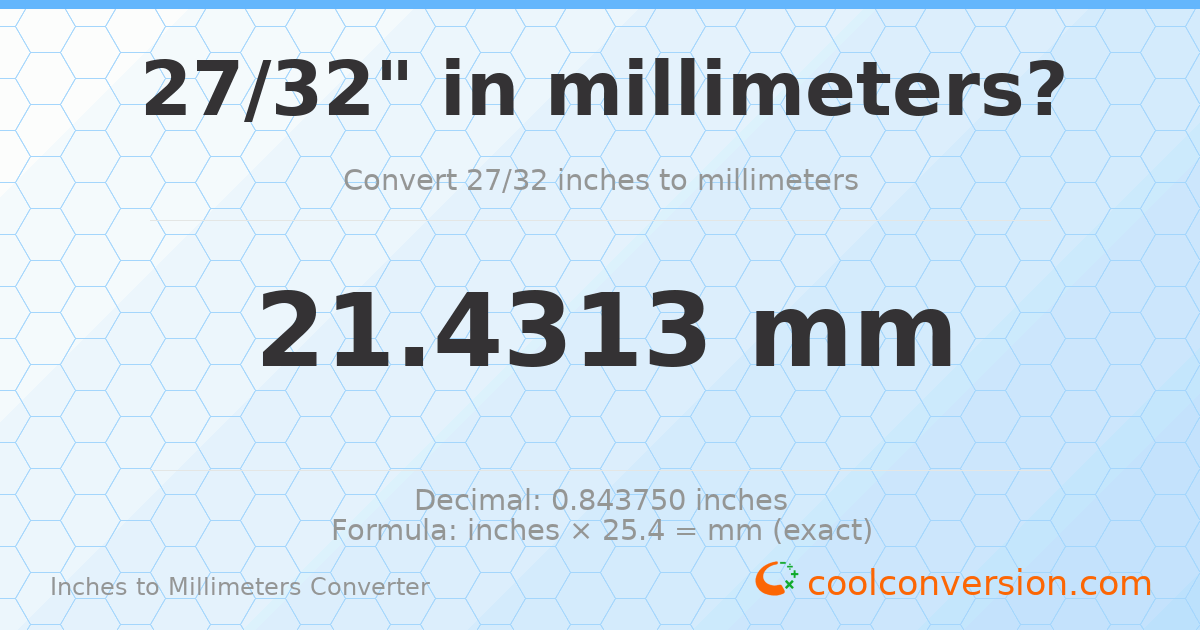 27/32 inches to mm — 21.4313 mm