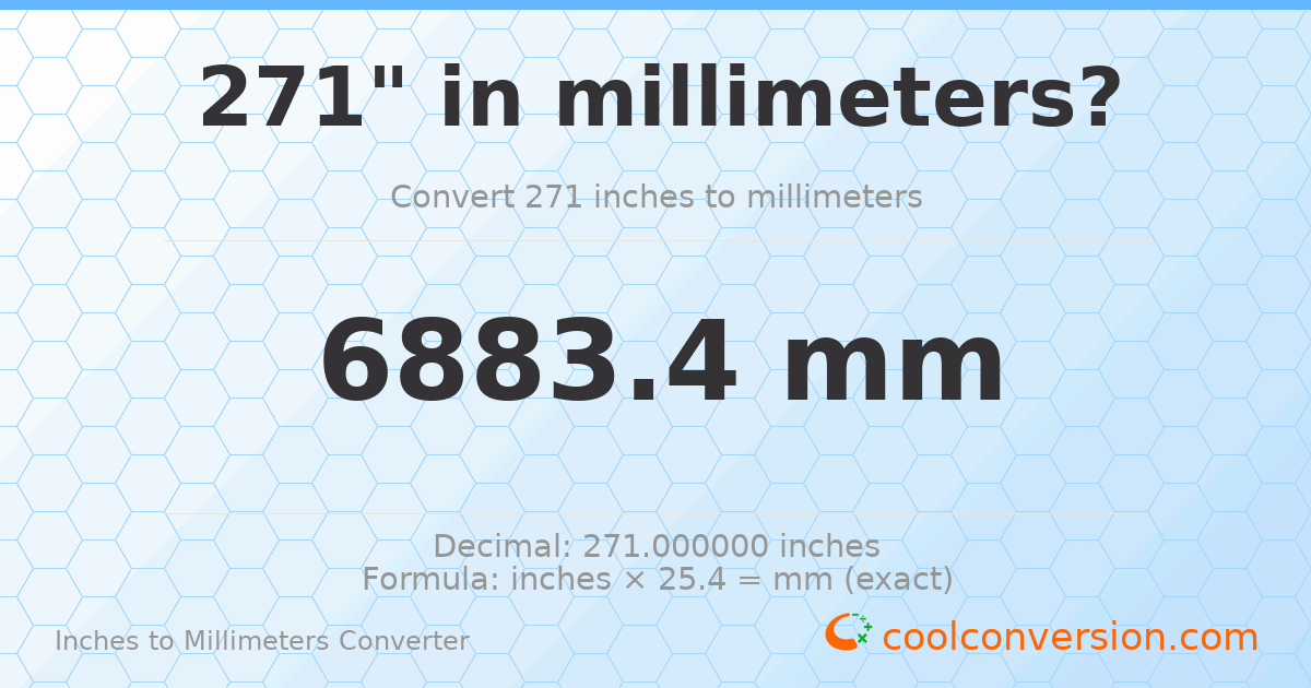 271 inches to mm — 6883.4 mm