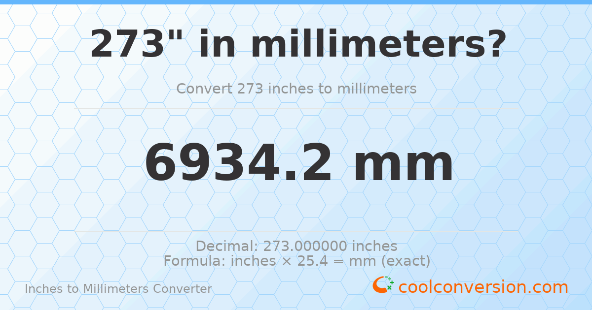 273 inches to mm — 6934.2 mm