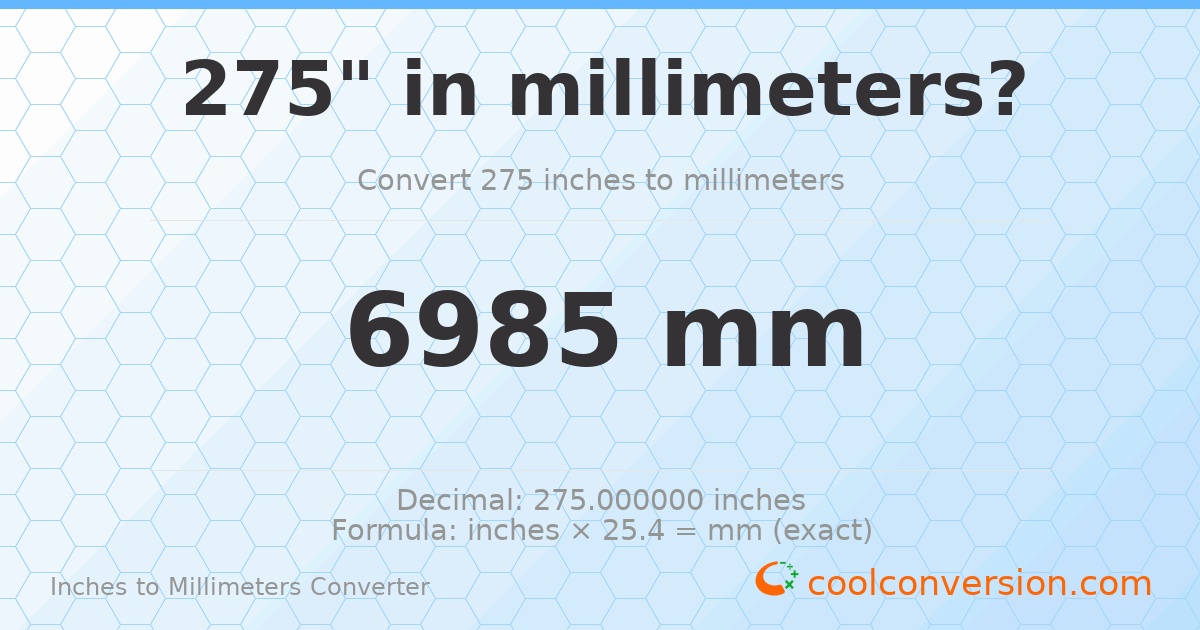 275 inches to mm — 6985 mm