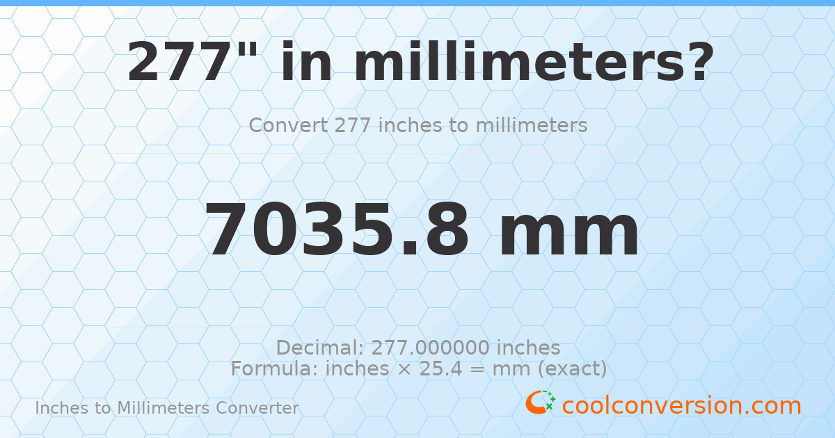 277 inches to mm — 7035.8 mm