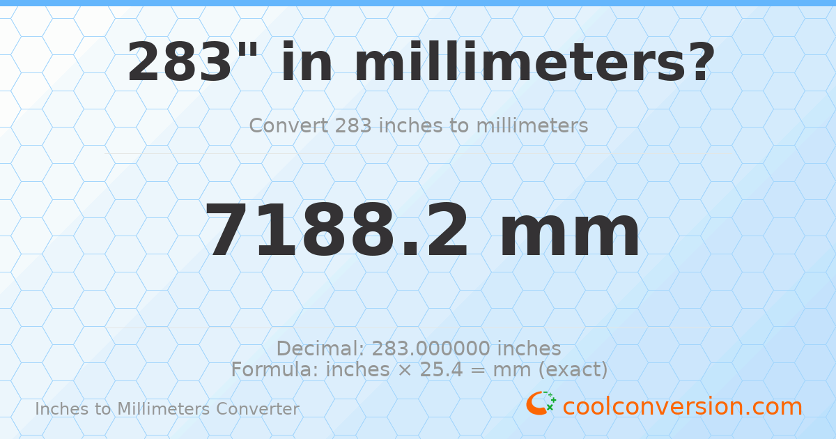 283 inches to mm — 7188.2 mm