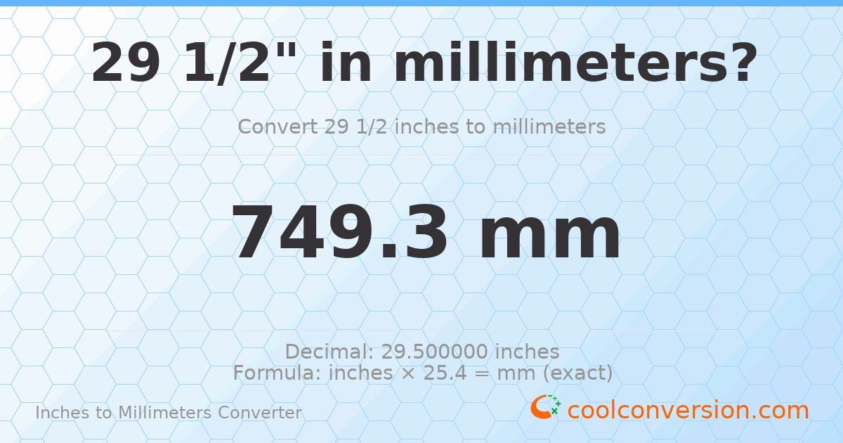 29 1/2 inches to mm — 749.3 mm