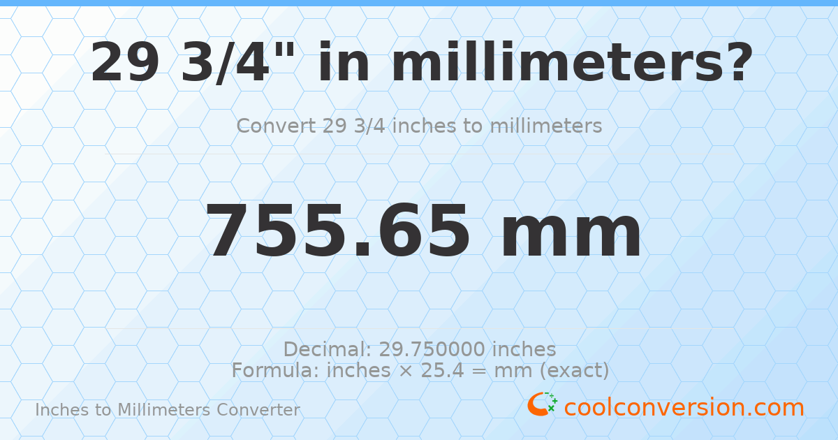 29 3/4 inches to mm — 755.65 mm
