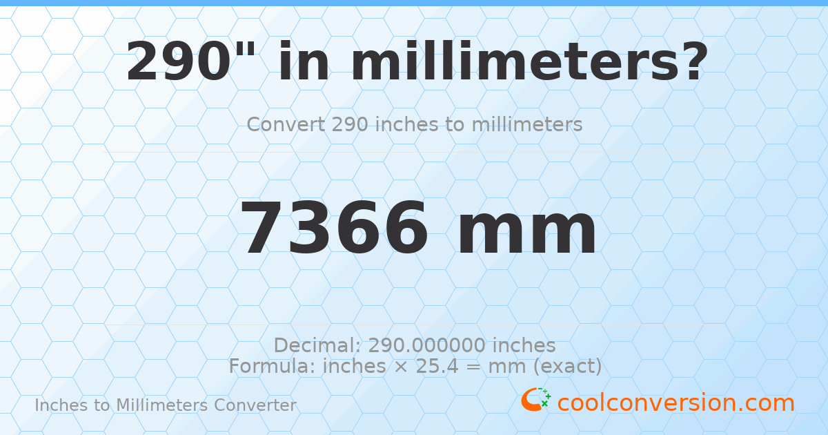 290 inches to mm — 7366 mm