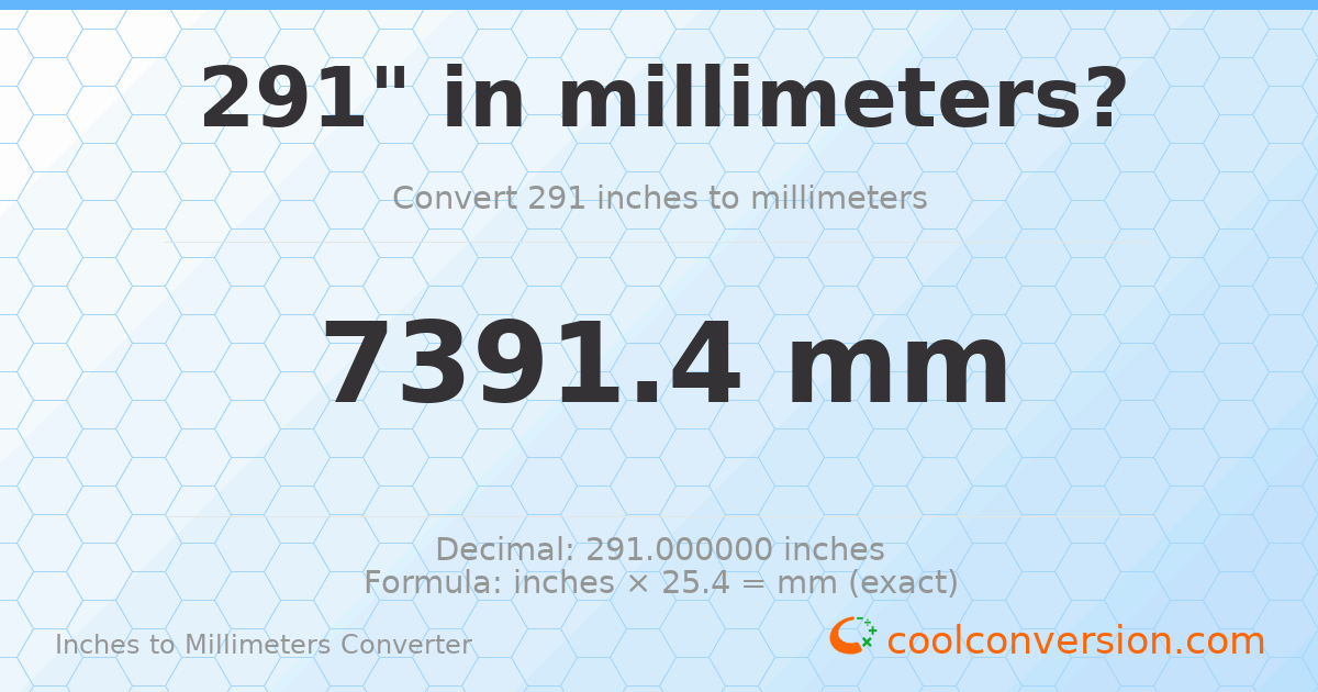 291 inches to mm — 7391.4 mm