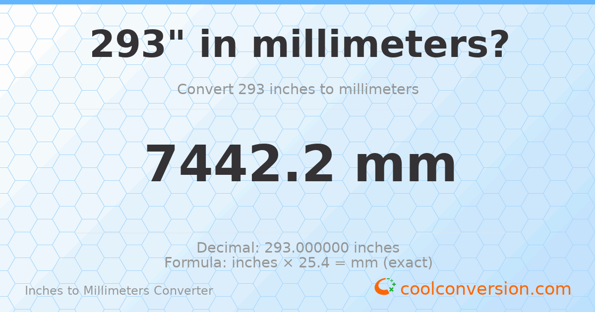 293 inches to mm — 7442.2 mm