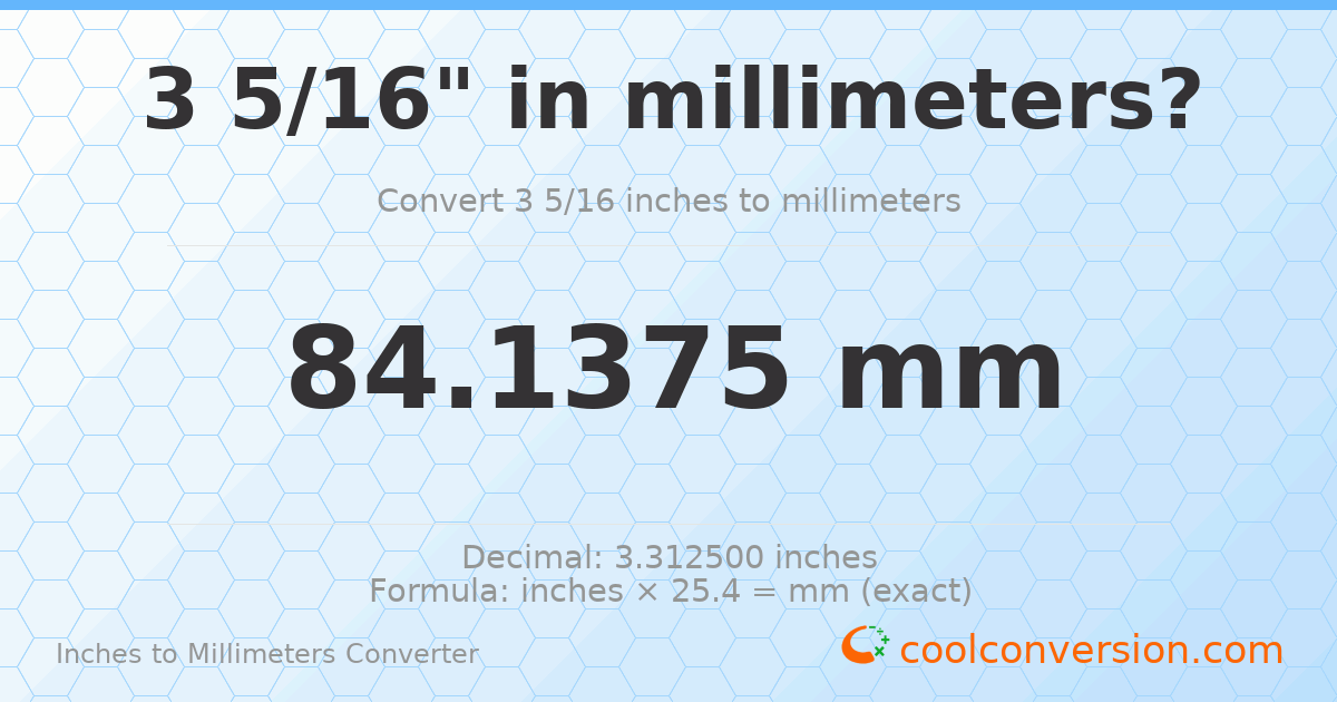 3 5/16 inches to mm — 84.1375 mm