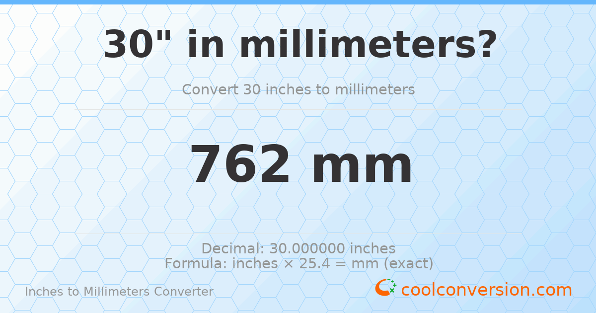 30 inches to mm — 762 mm
