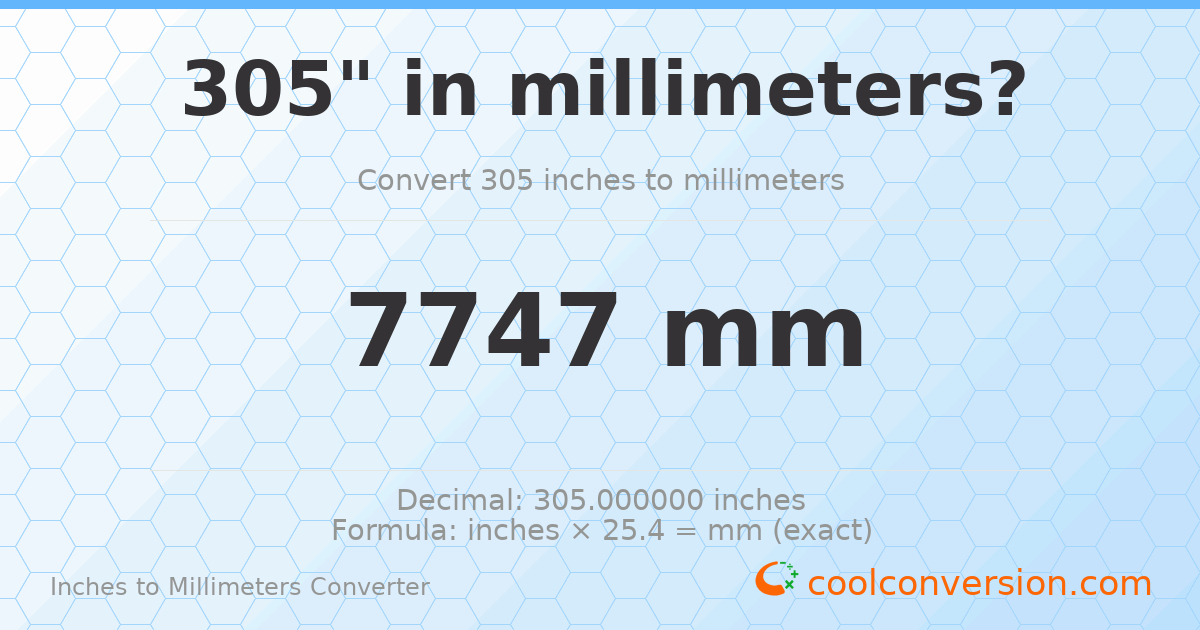 305 inches to mm — 7747 mm