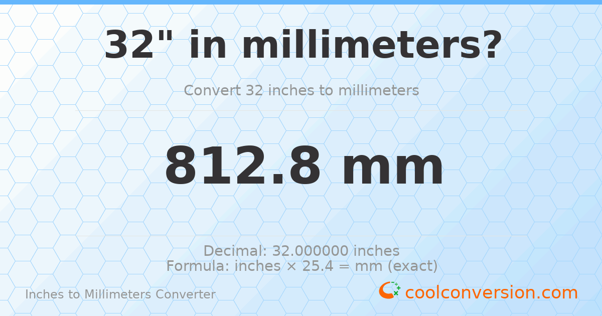 32 inches to mm — 812.8 mm