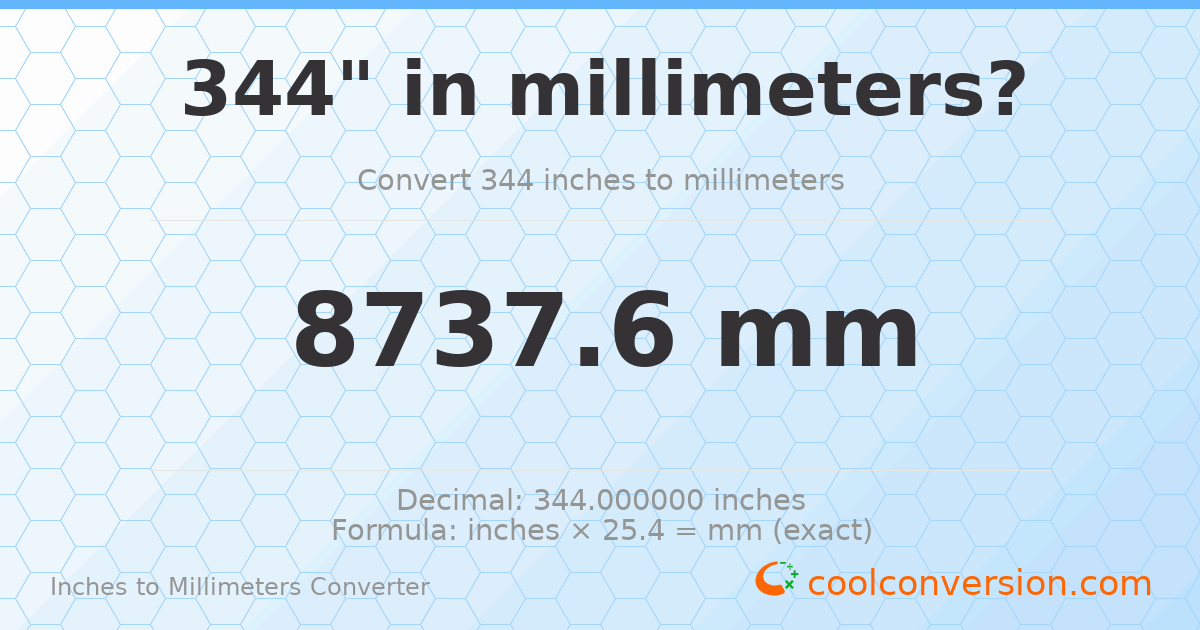344 inches to mm — 8737.6 mm