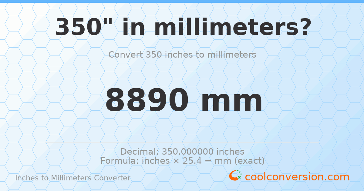 350 inches to mm — 8890 mm