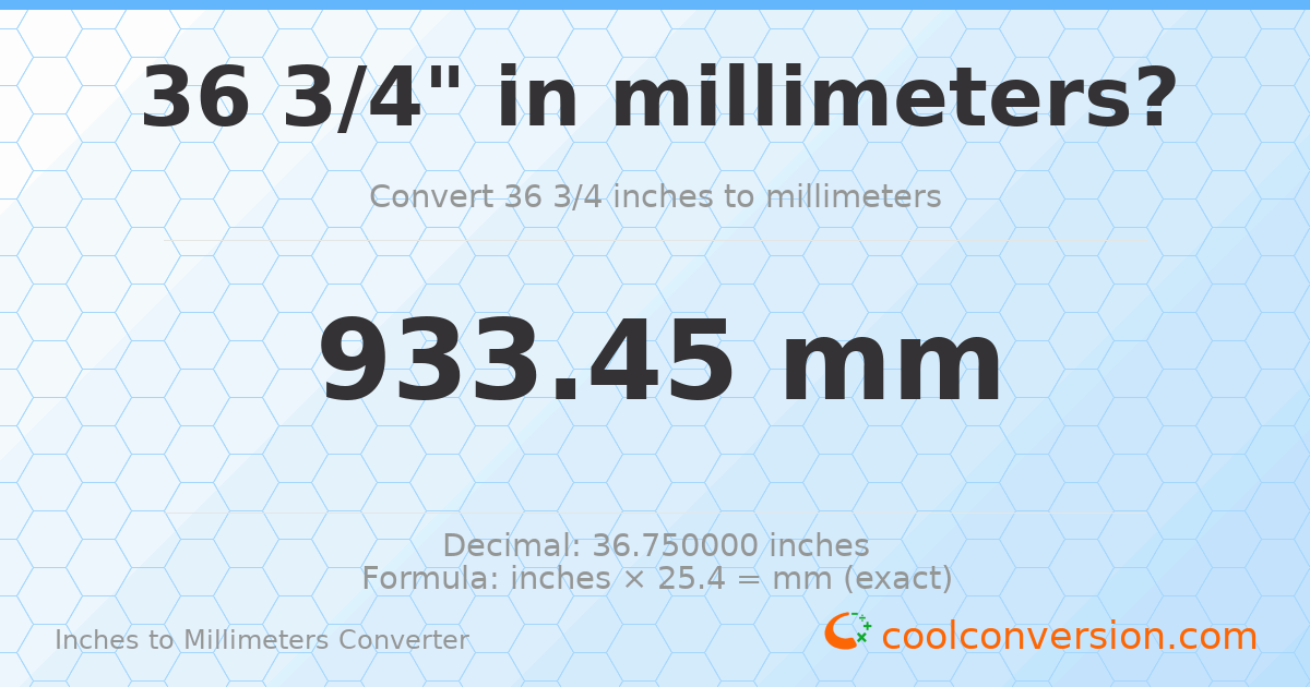 36 3/4 inches to mm — 933.45 mm