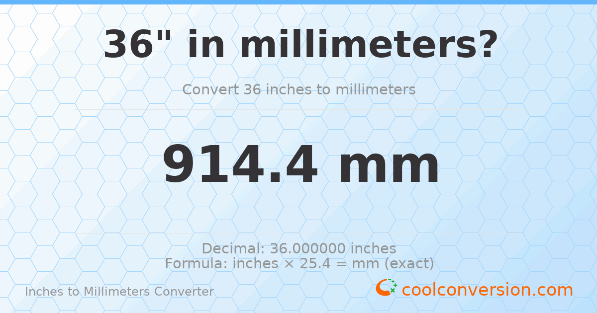 36 inches to mm — 914.4 mm