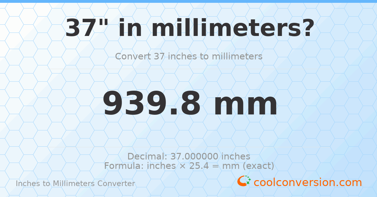 37 inches to mm — 939.8 mm