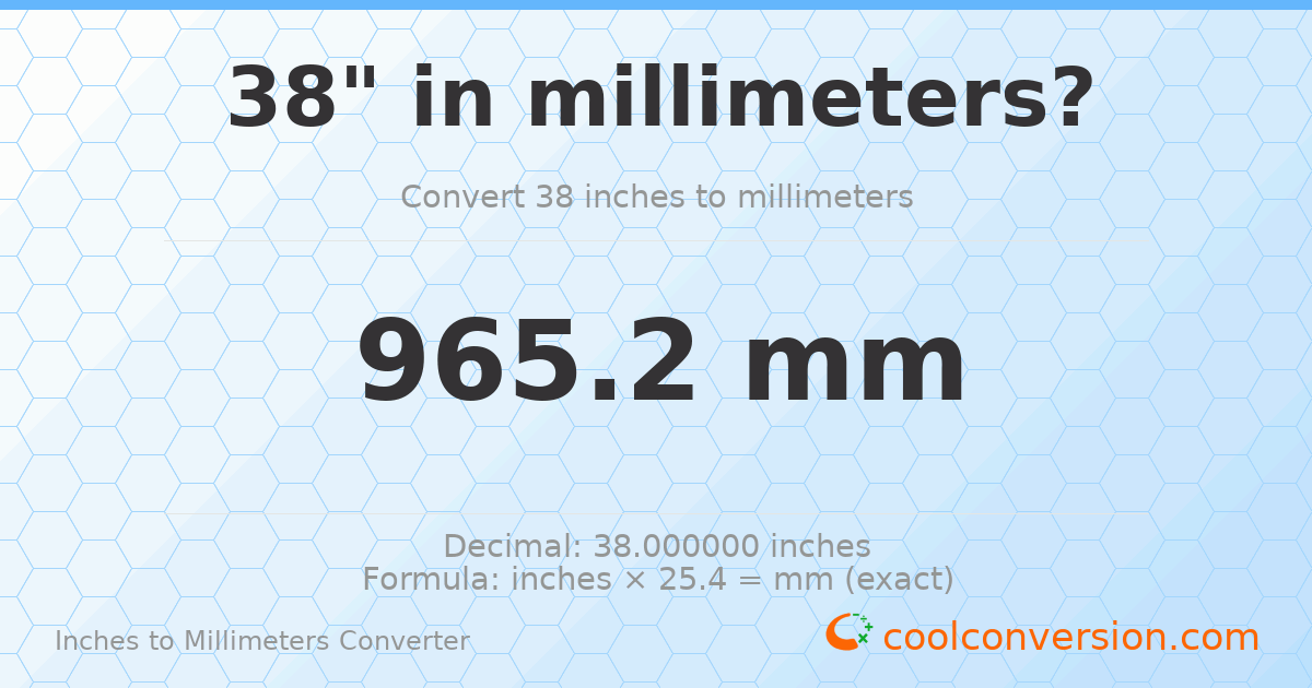 38 inches to mm — 965.2 mm