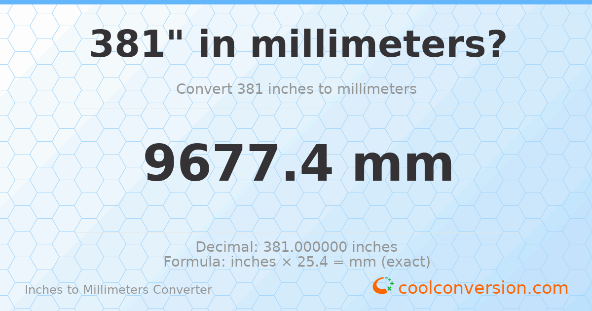 381 inches to mm — 9677.4 mm