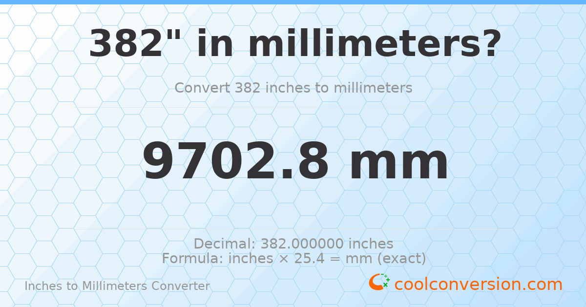 382 inches to mm — 9702.8 mm