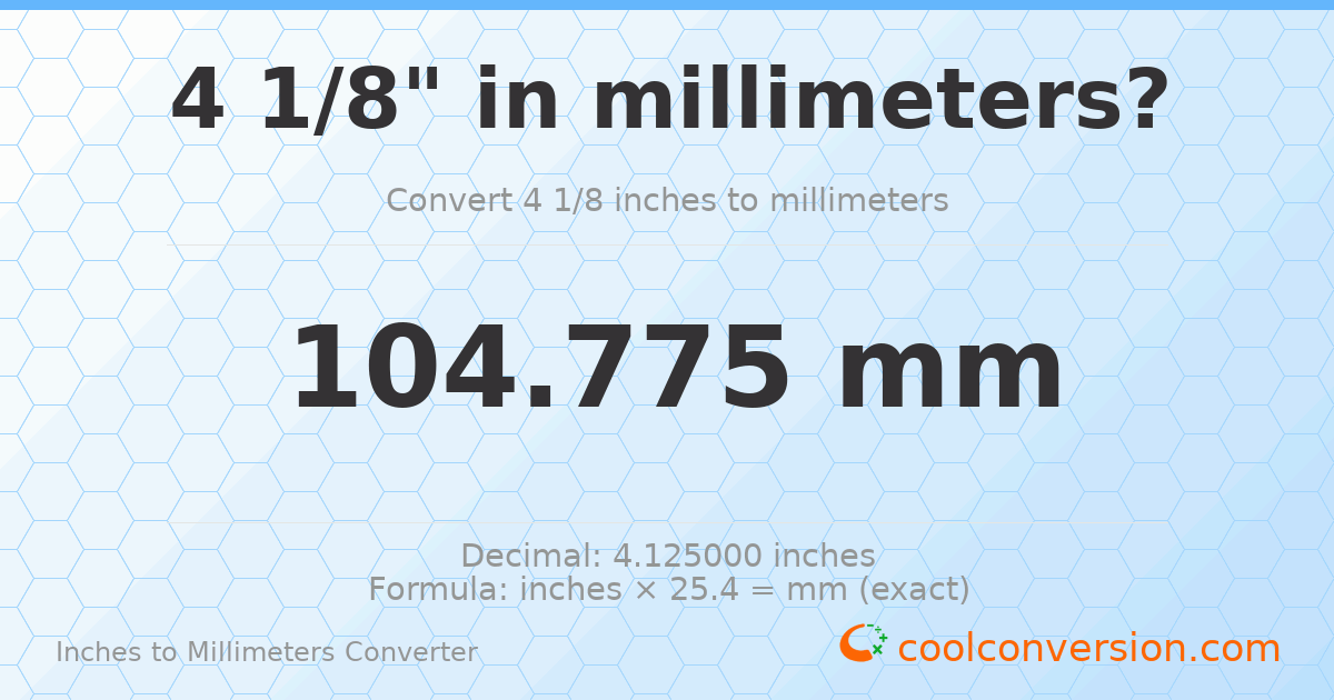 4 1/8 inches to mm — 104.775 mm