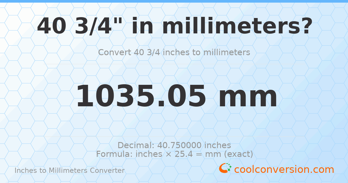 40 3/4 inches to mm — 1035.05 mm
