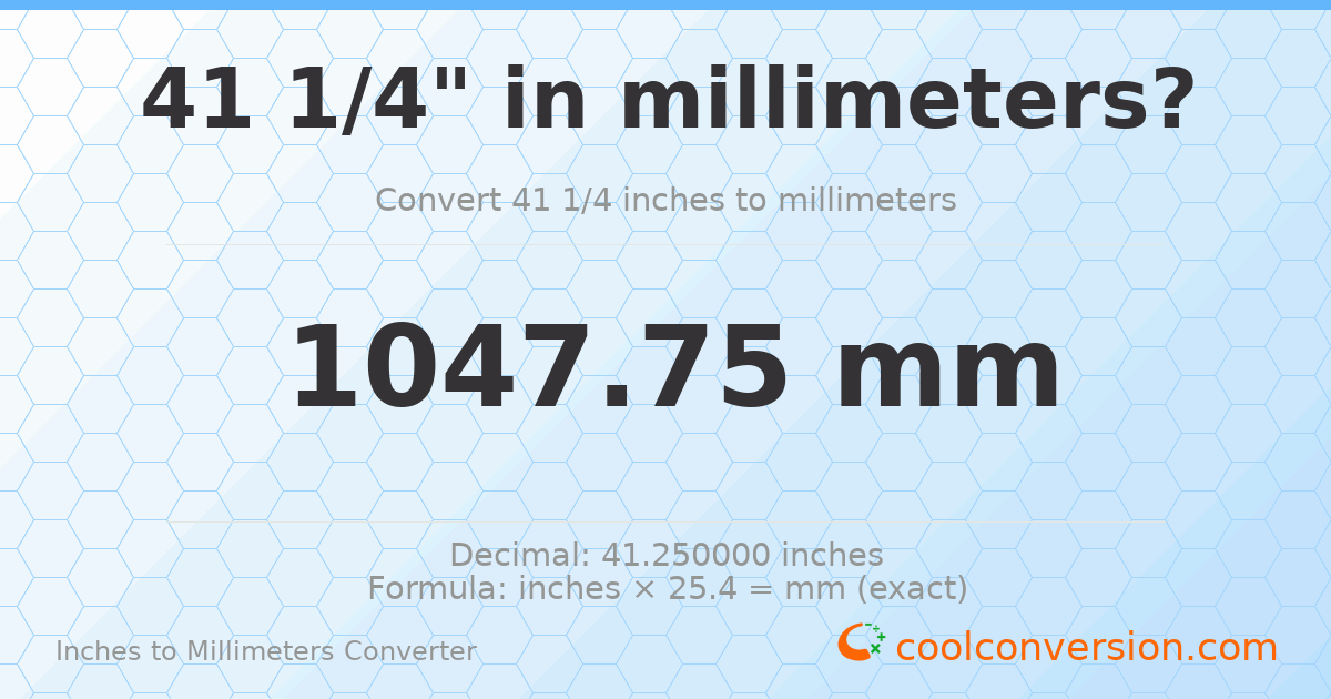 41 1/4 inches to mm — 1047.75 mm