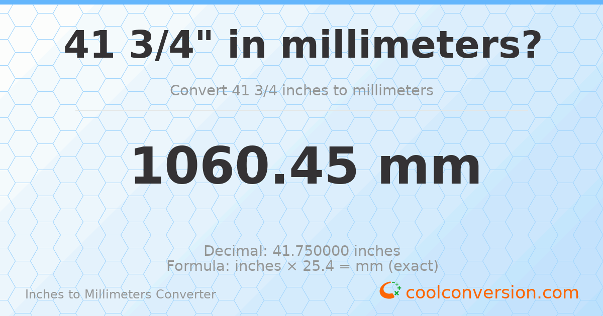 41 3/4 inches to mm — 1060.45 mm