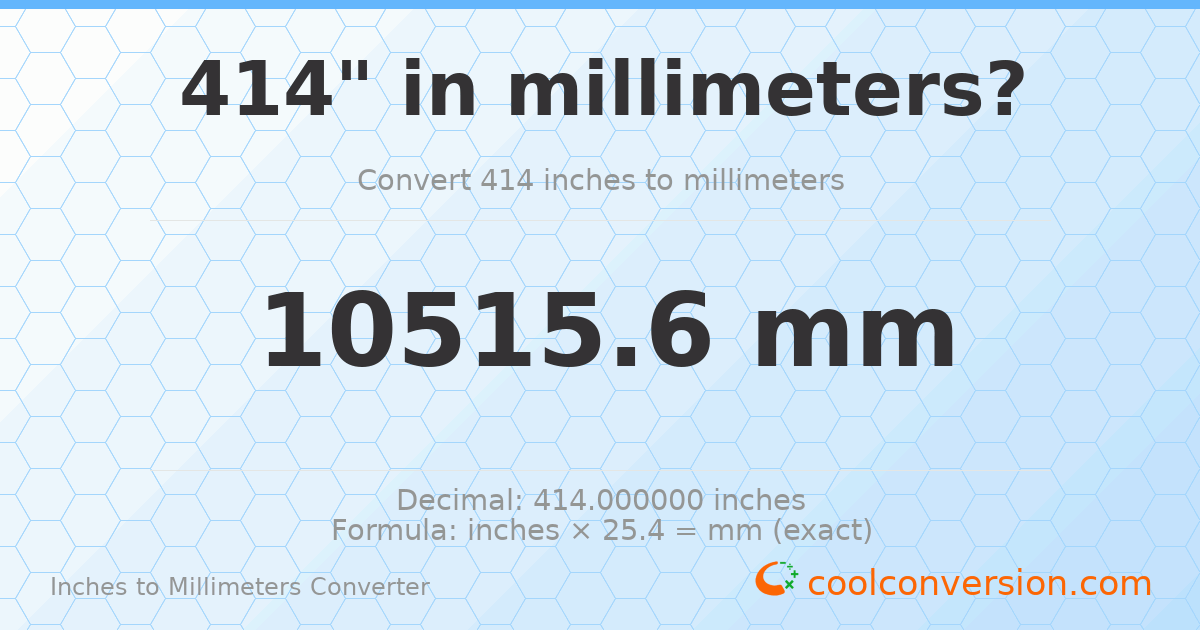 414 inches to mm — 10515.6 mm