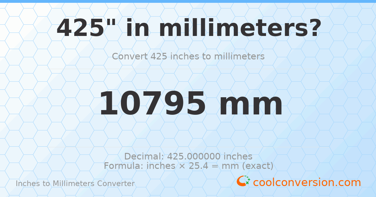 425 inches to mm — 10795 mm
