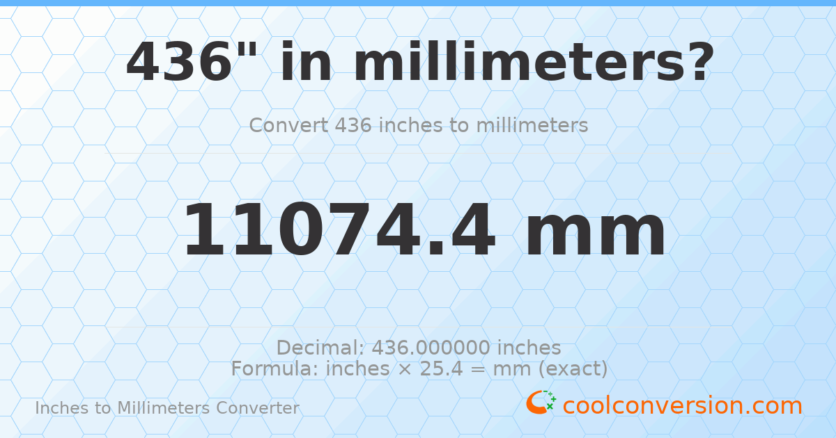 436 inches to mm — 11074.4 mm