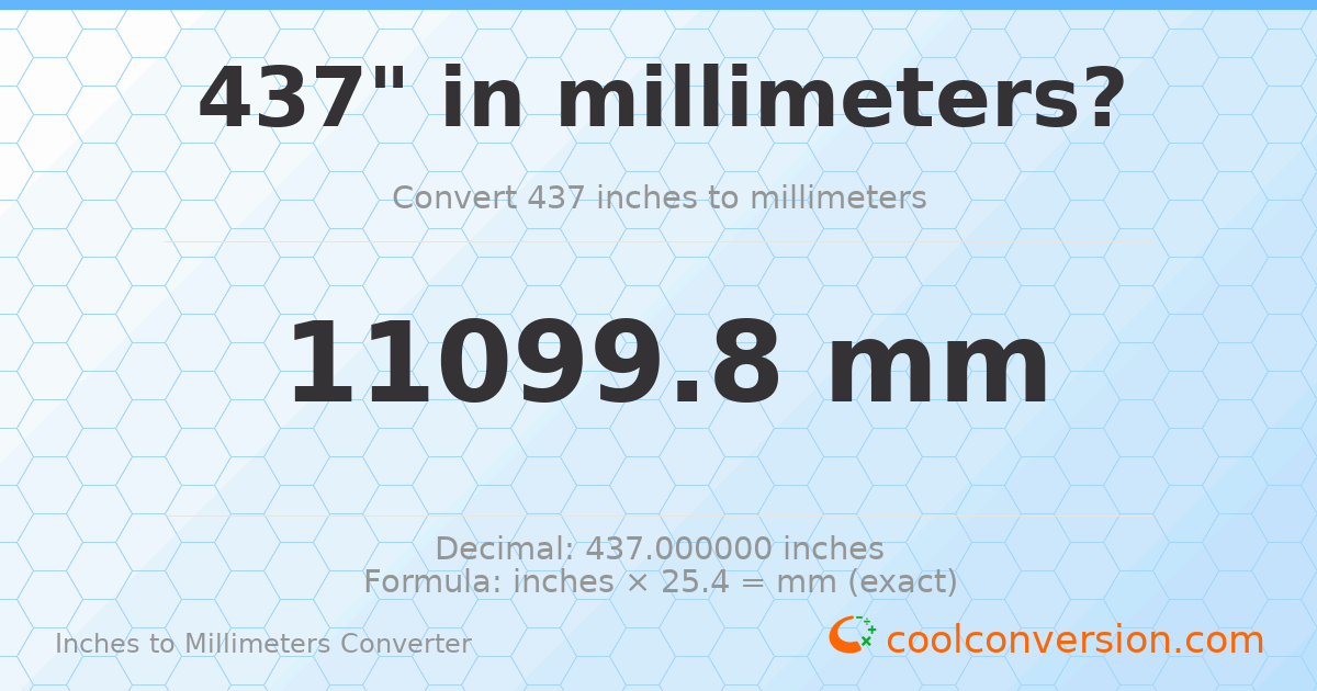 437 inches to mm — 11099.8 mm