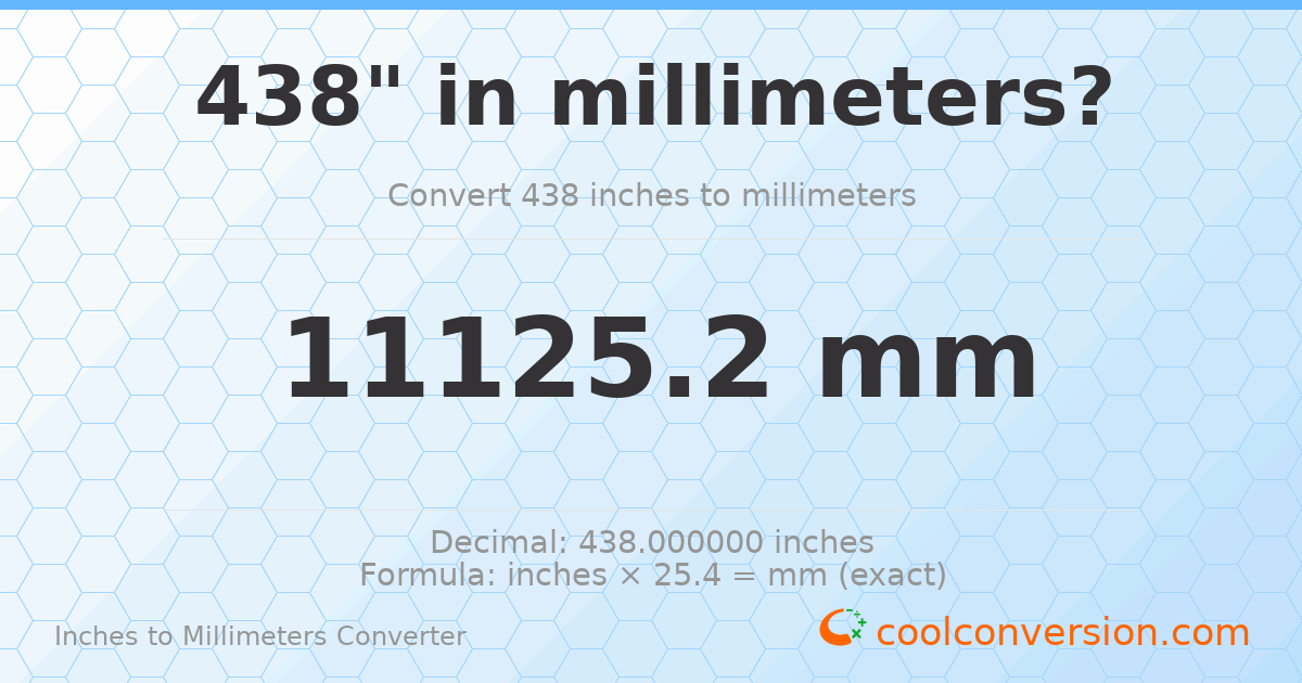 438 inches to mm — 11125.2 mm