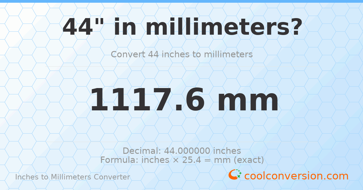 44 inches to mm — 1117.6 mm