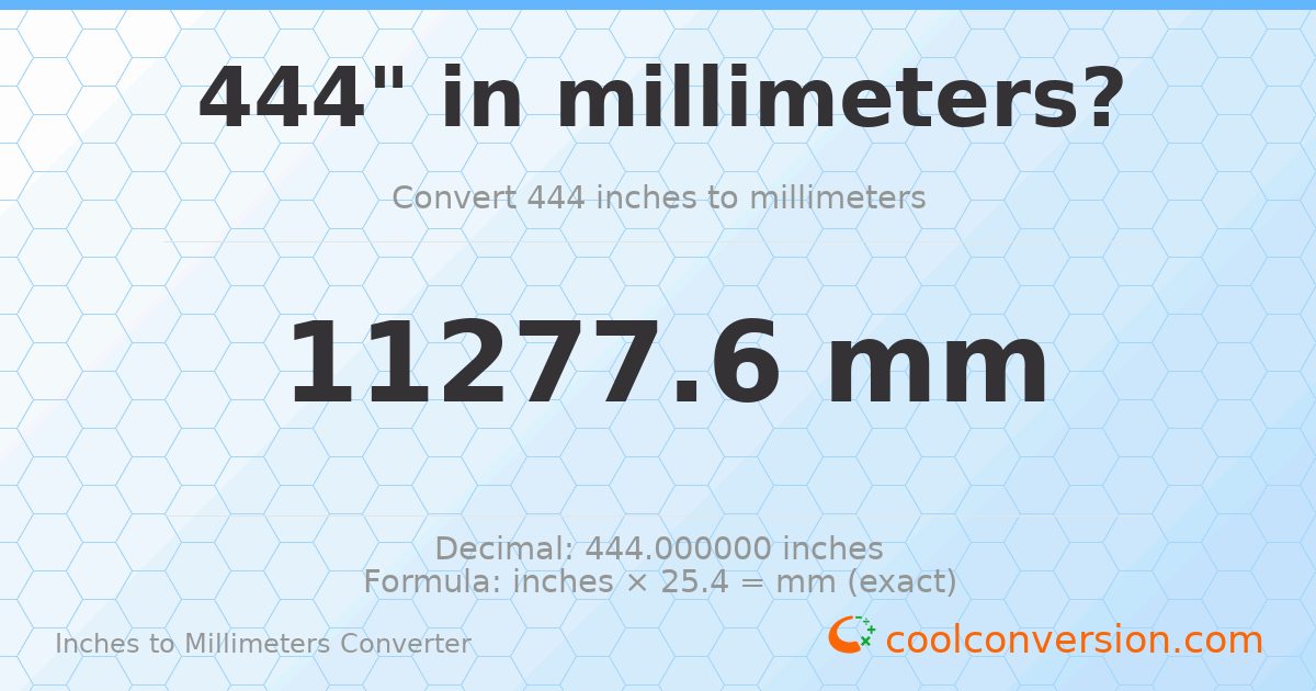 444 inches to mm — 11277.6 mm