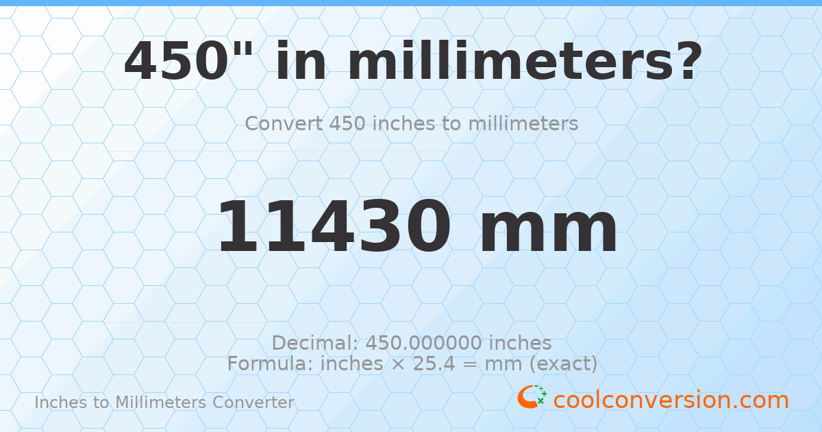 450 inches to mm — 11430 mm