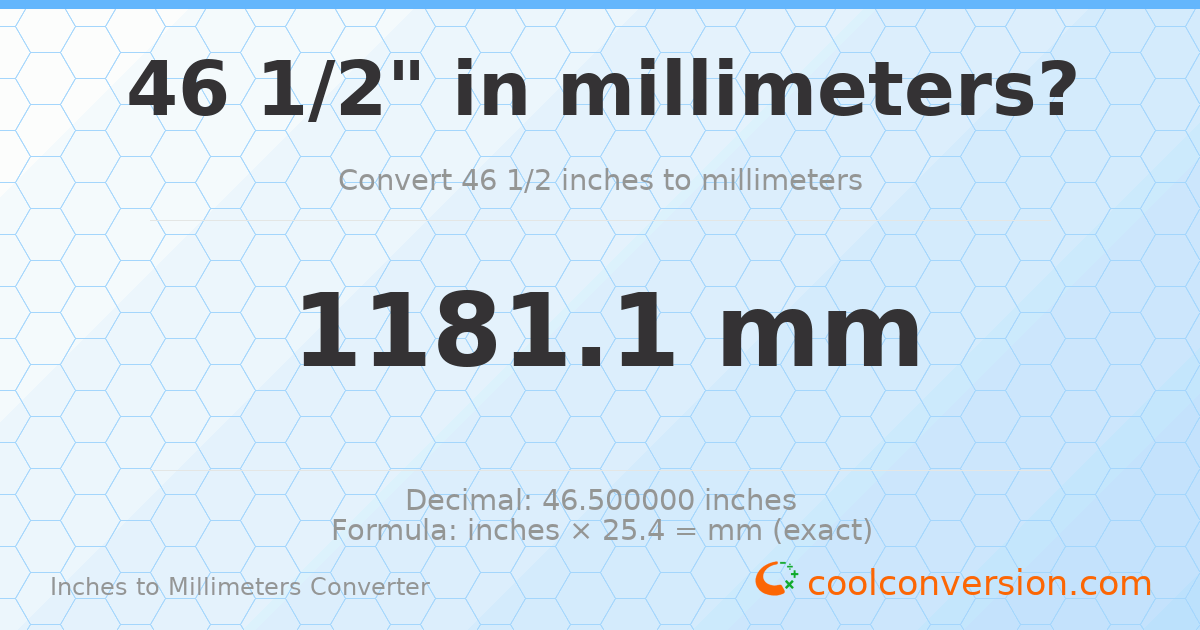46 1/2 inches to mm — 1181.1 mm