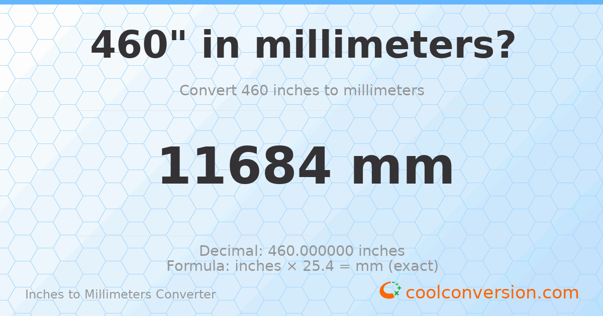 460 inches to mm — 11684 mm