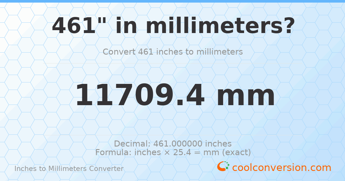 461 inches to mm — 11709.4 mm