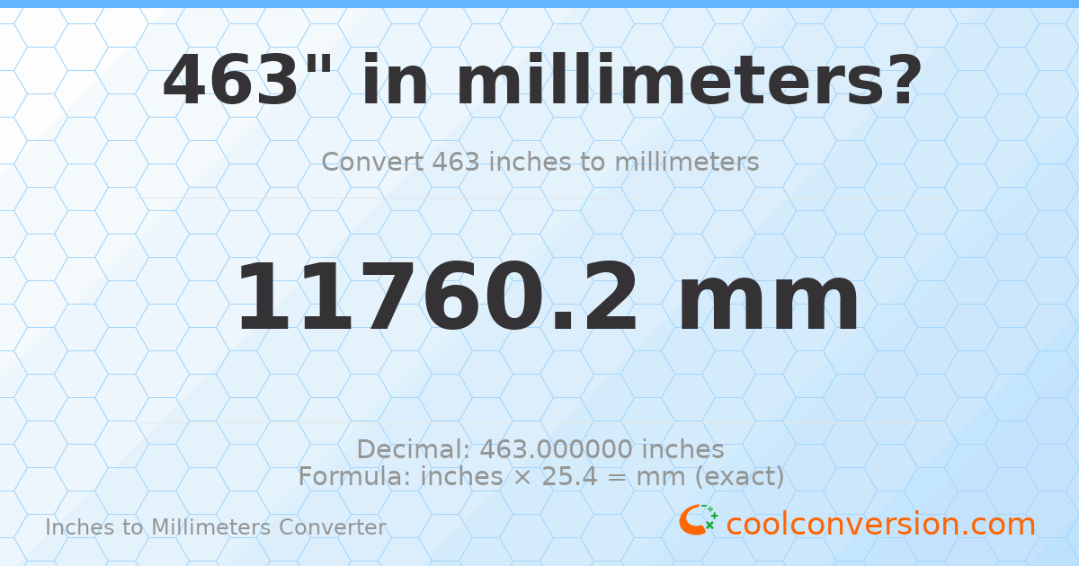 463 inches to mm — 11760.2 mm