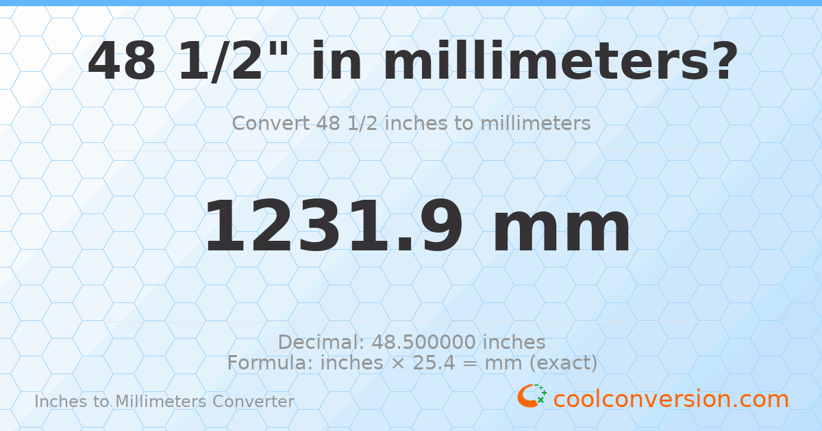 48 1/2 inches to mm — 1231.9 mm