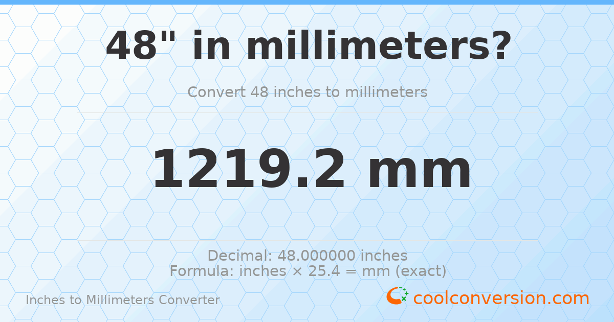 48 inches to mm — 1219.2 mm