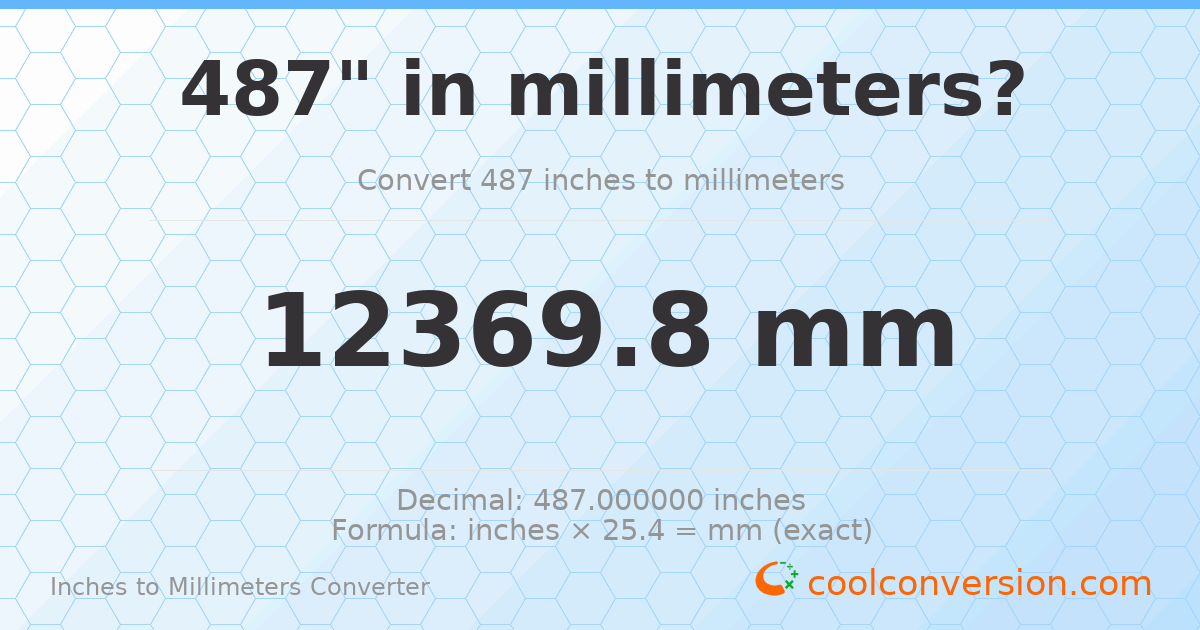 487 inches to mm — 12369.8 mm