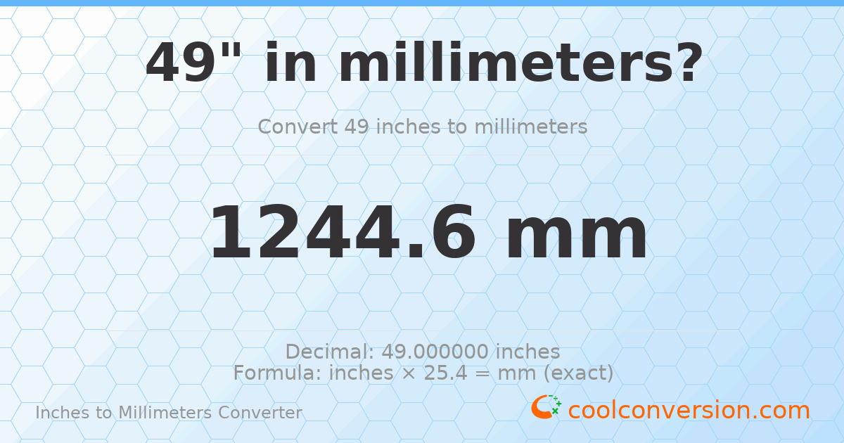 49 inches to mm — 1244.6 mm