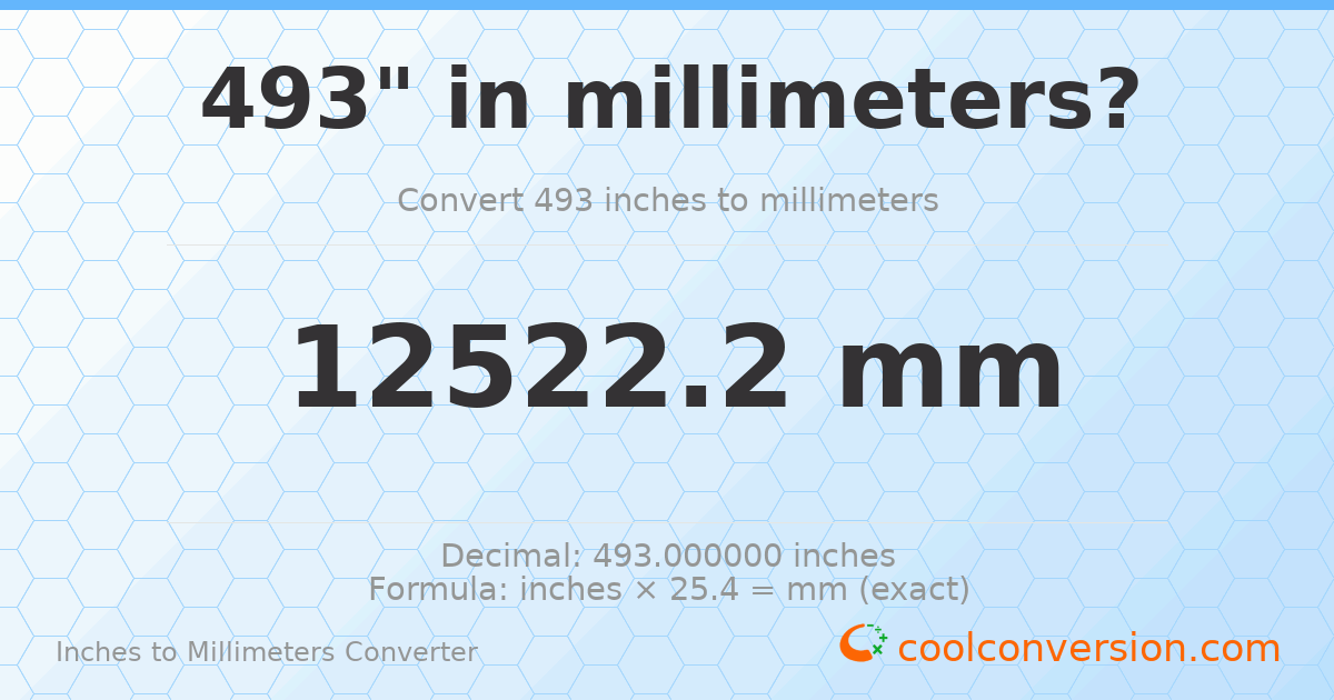 493 inches to mm — 12522.2 mm