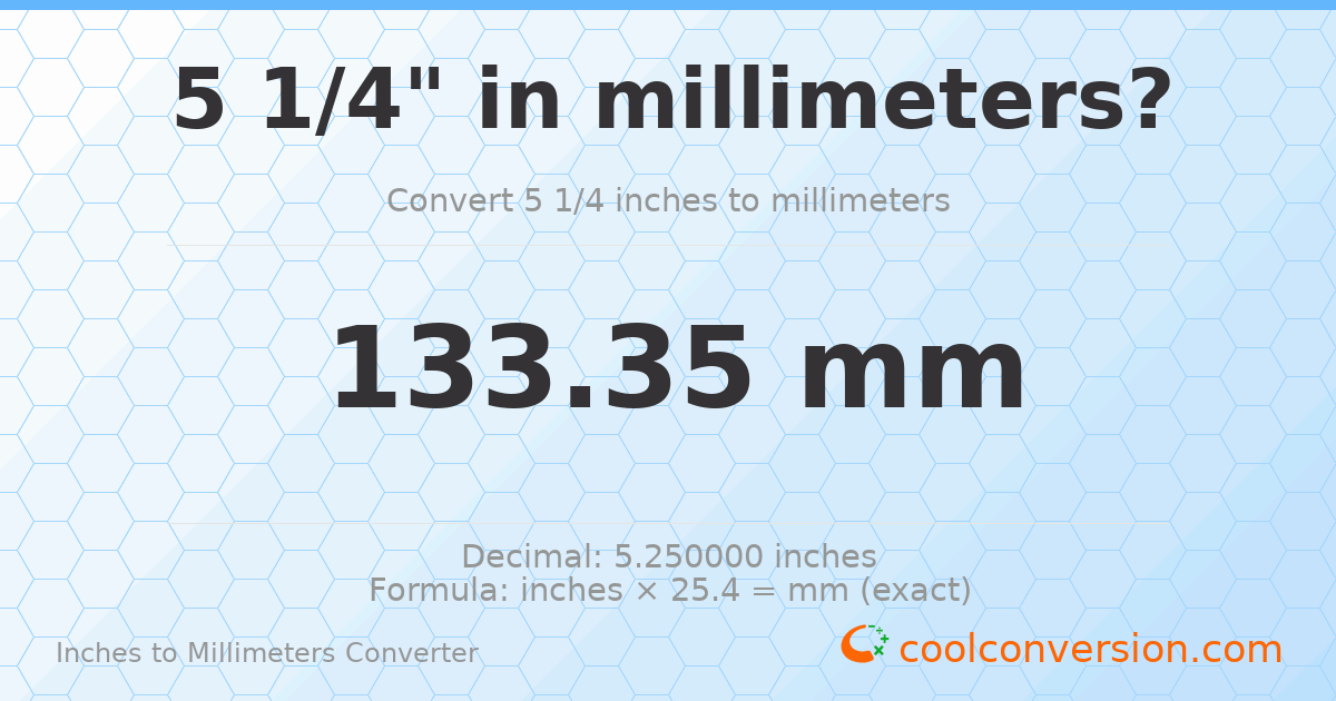 5 1/4 inches to mm — 133.35 mm