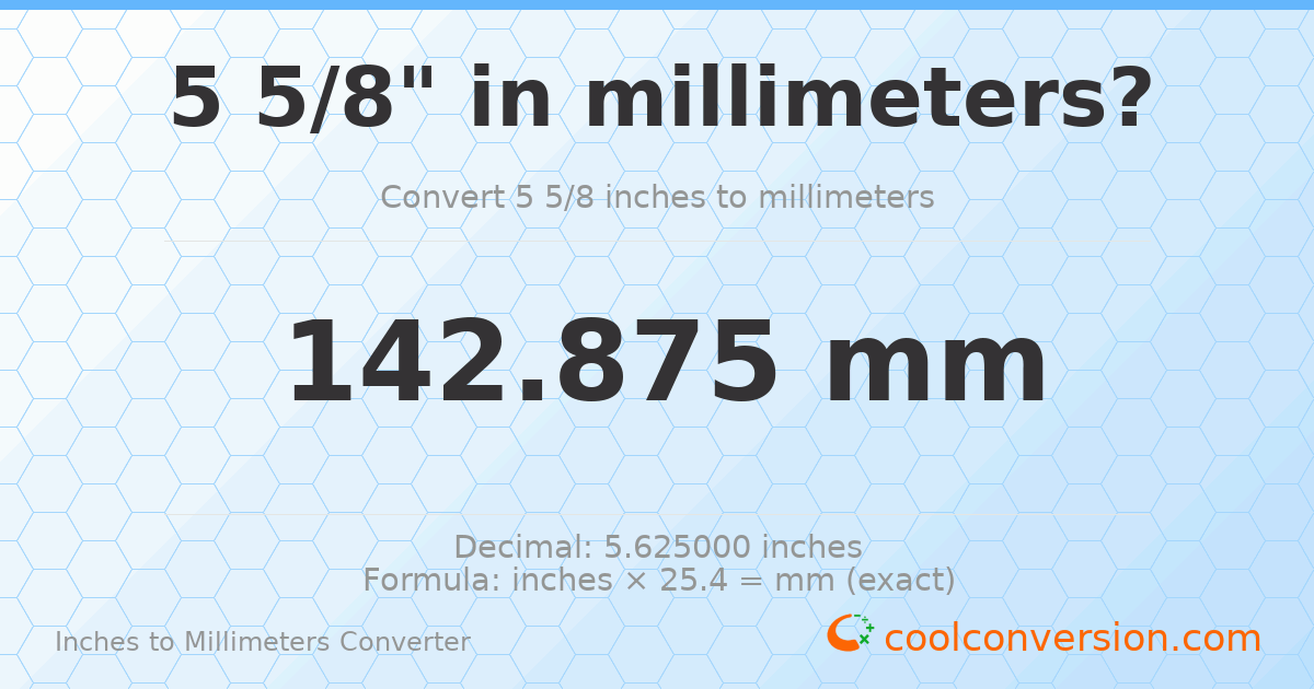 5 5/8 inches to mm — 142.875 mm