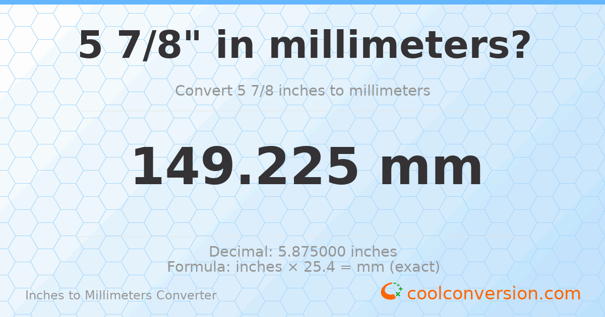 5 7/8 inches to mm — 149.225 mm